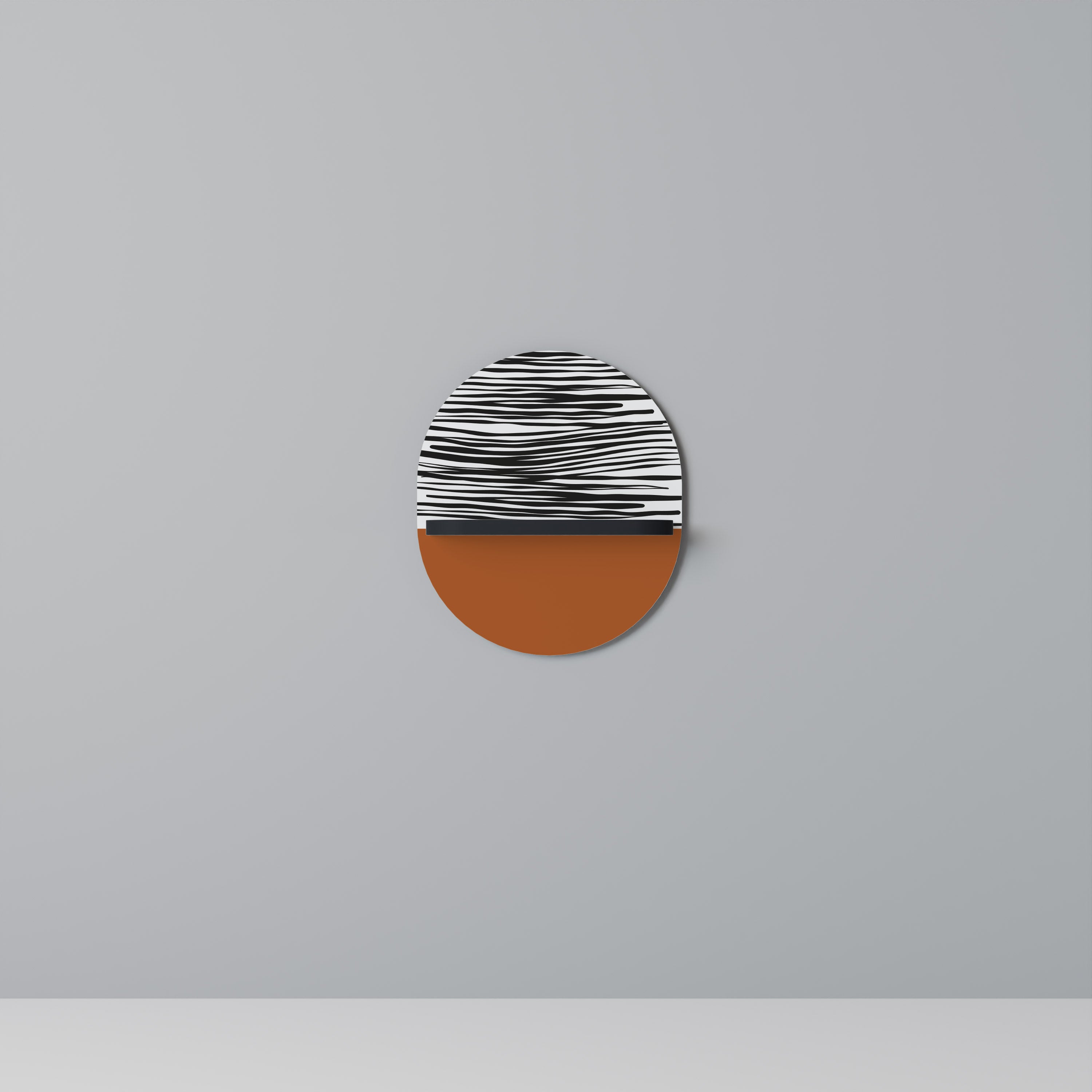 STRÅLANDE ZEBRA Oval konsthylla i svart finish