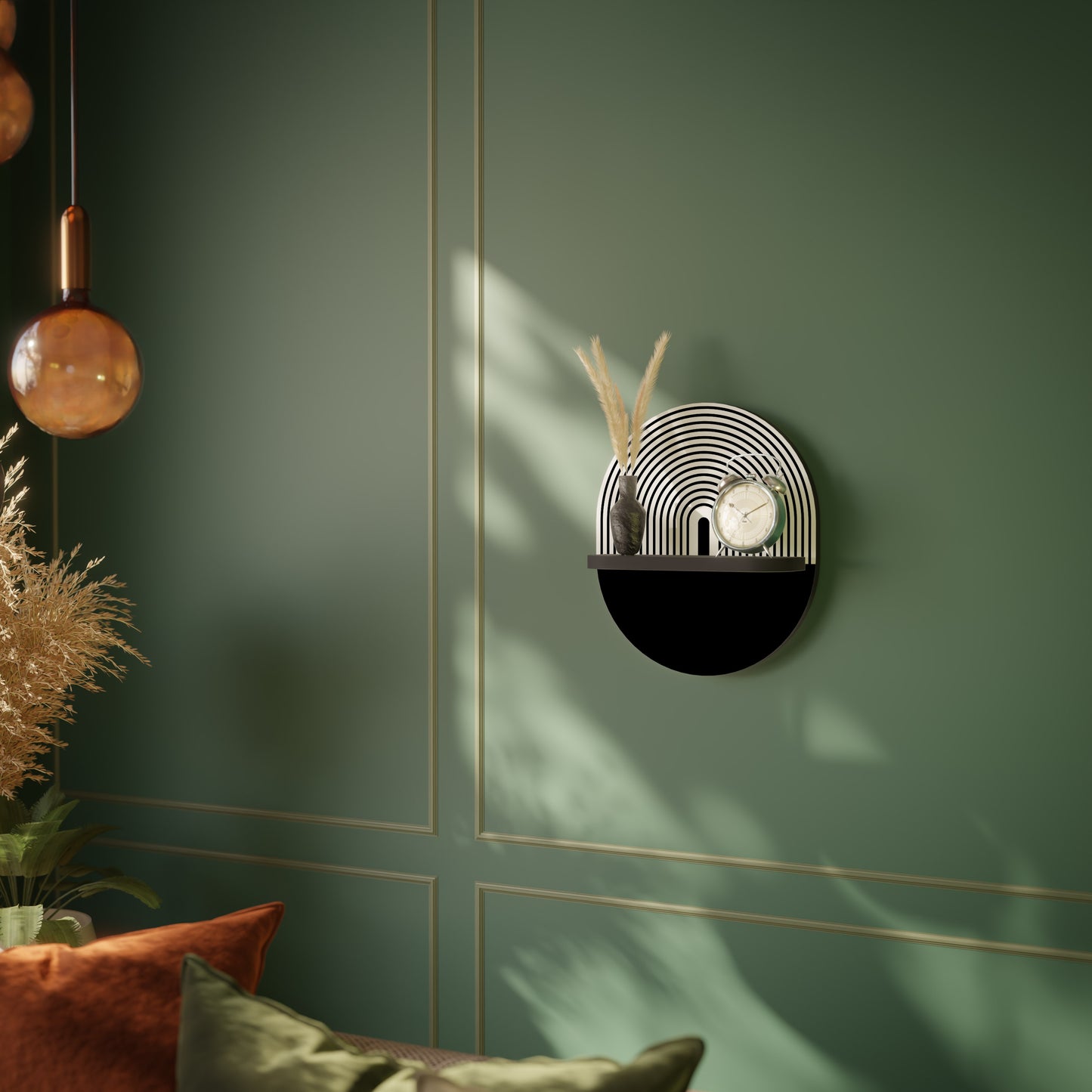 DUSK VIBRATION Oval Art Shelf In Black Finish