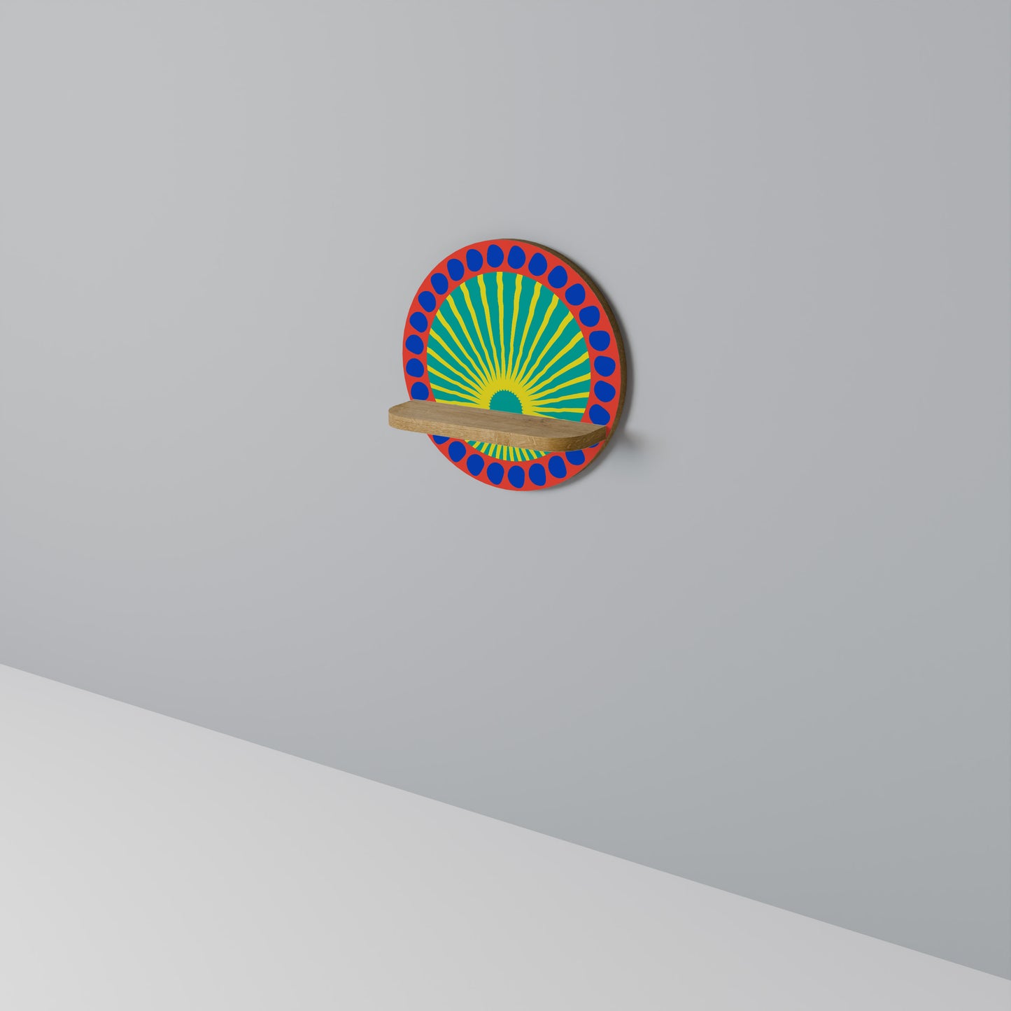 SHIMMER SPECTRUM Rund konsthylla i ekeffekt