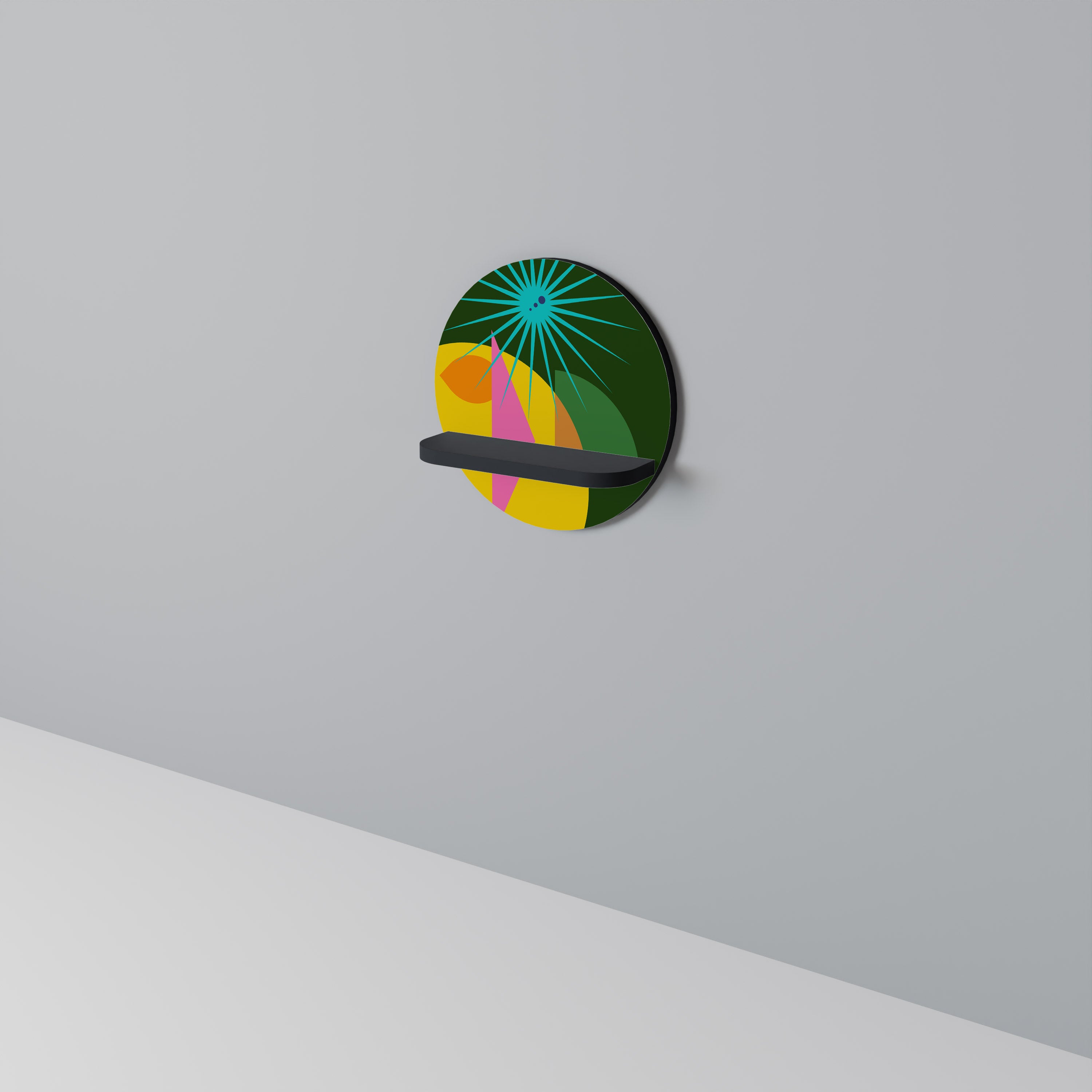 RADIANT RAY Rund konsthylla i svart finish