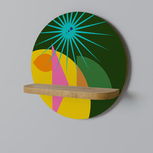 RADIANT RAY Round Art Shelf In Oak Effect