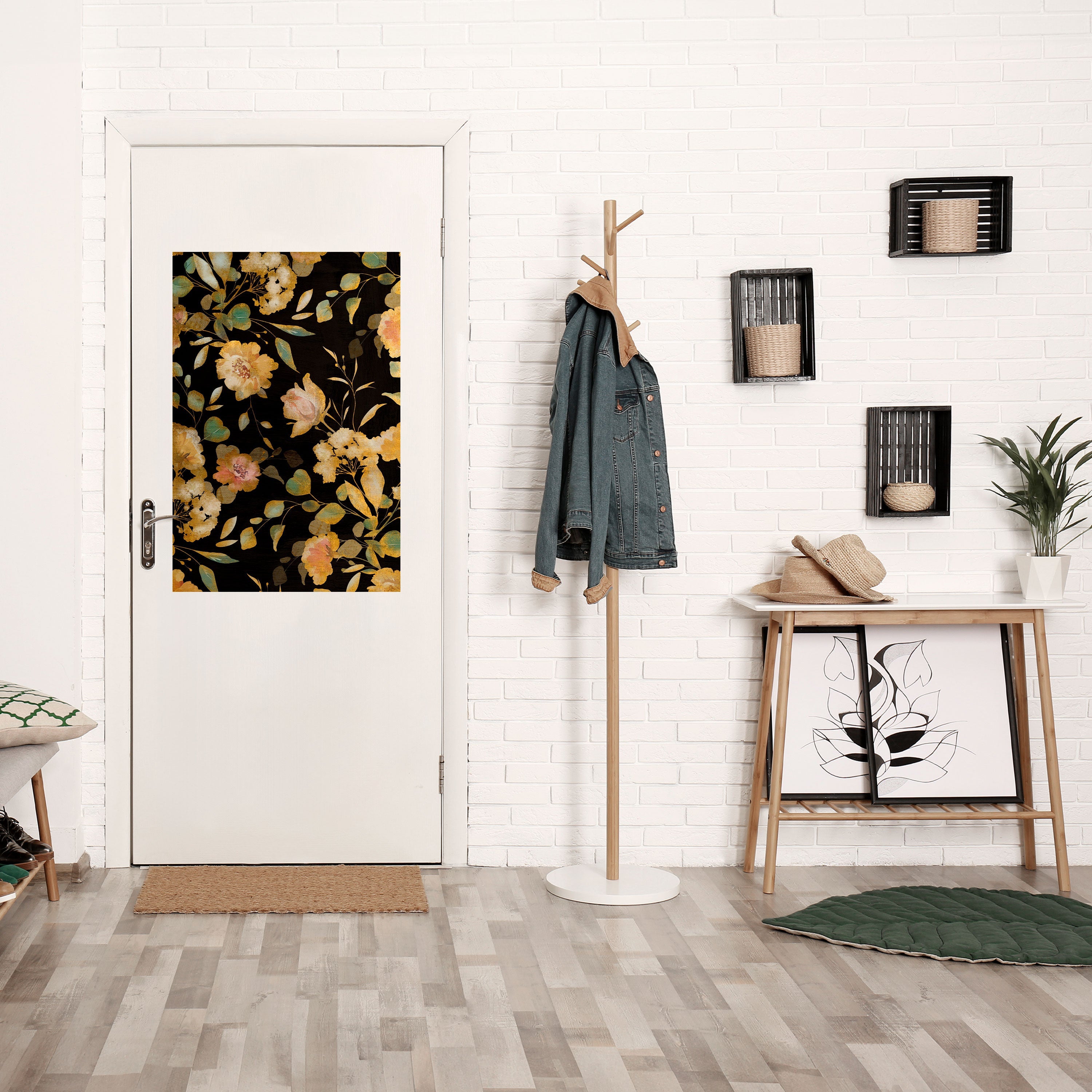MODEST BLOMSTERIG vertikal poster med självhäftande motiv