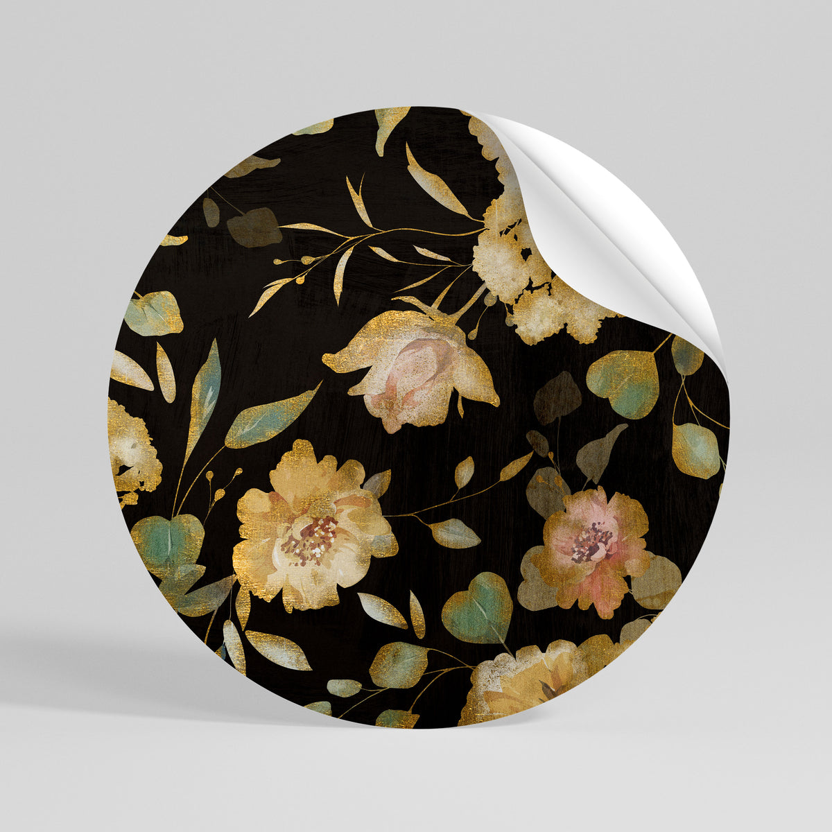 MODEST FLORAL Rund väggdekal