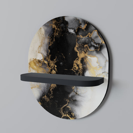 MARBLE OF TOMMORROW Oval Art Shelf In Black Finish