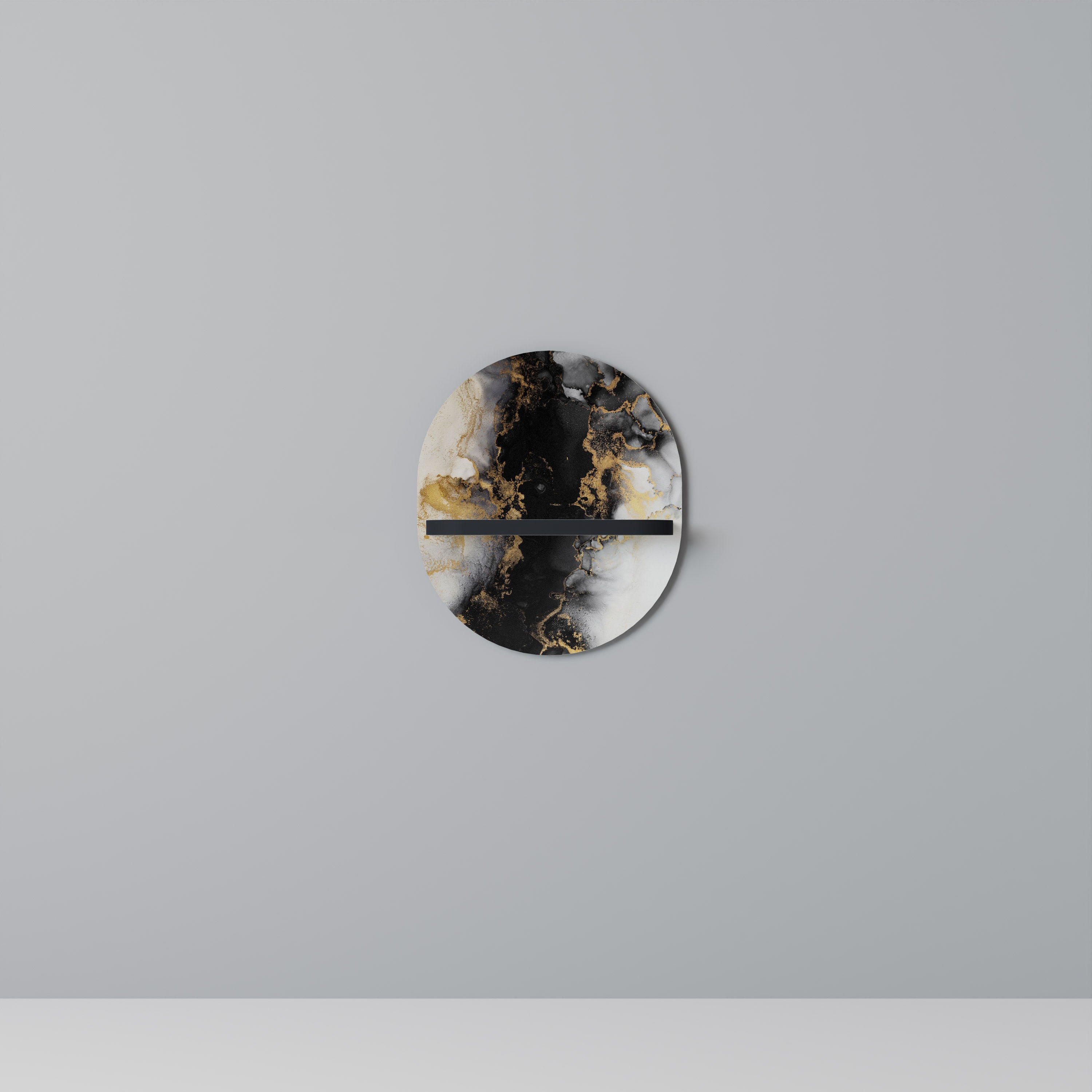 MARBLE OF TOMMORROW Oval konsthylla i svart finish
