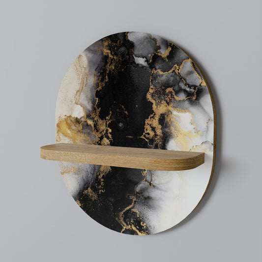 MARBLE OF TOMMORROW Oval Art Shelf In Oak Effect