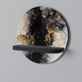 MARBLE OF TOMMORROW Round Art Shelf In Black Finish