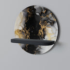MARBLE OF TOMMORROW Round Art Shelf In Black Finish
