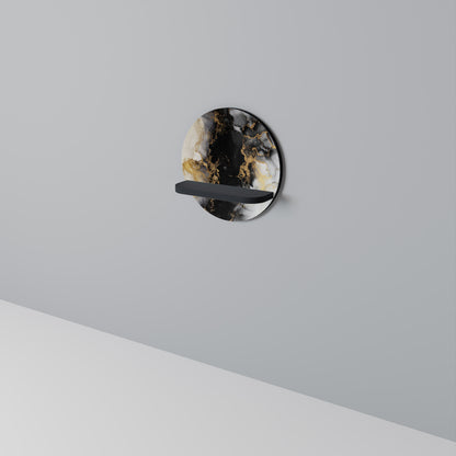 MORGONENS MARBAR Rund konsthylla i svart finish