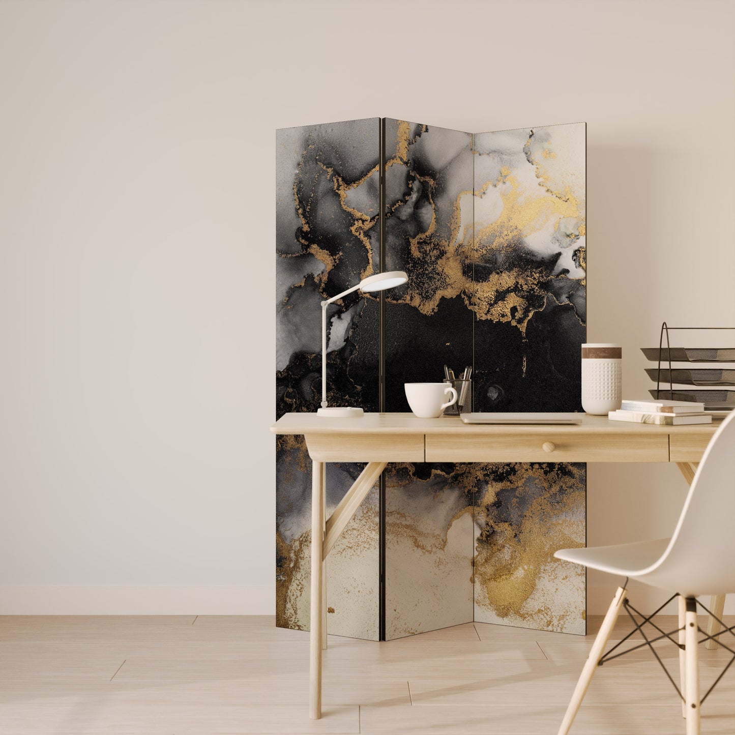 Dekorativ rumsavdelare MARBLE OF TOMMORROW med 3 paneler