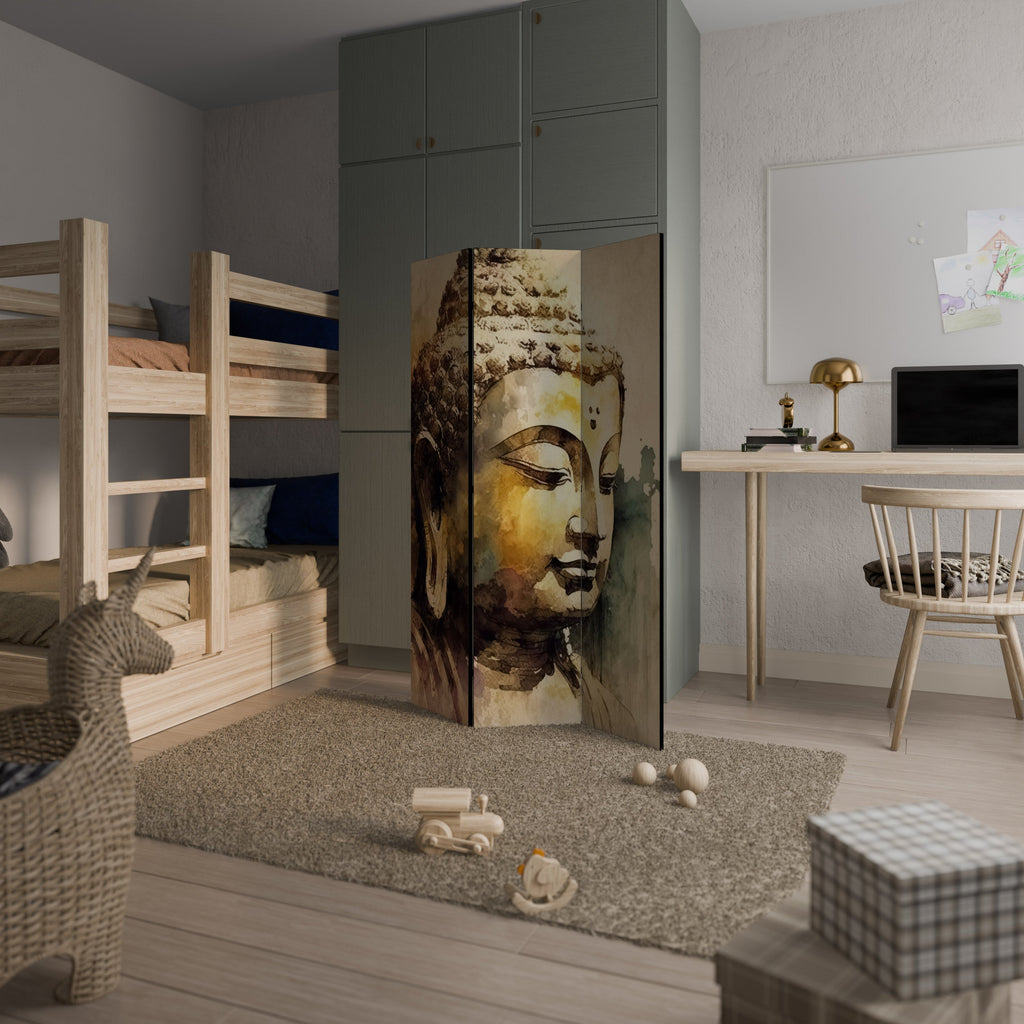 LUGN BUDDHA VISKNINGAR Dekorativ rumsavdelare med 3 paneler