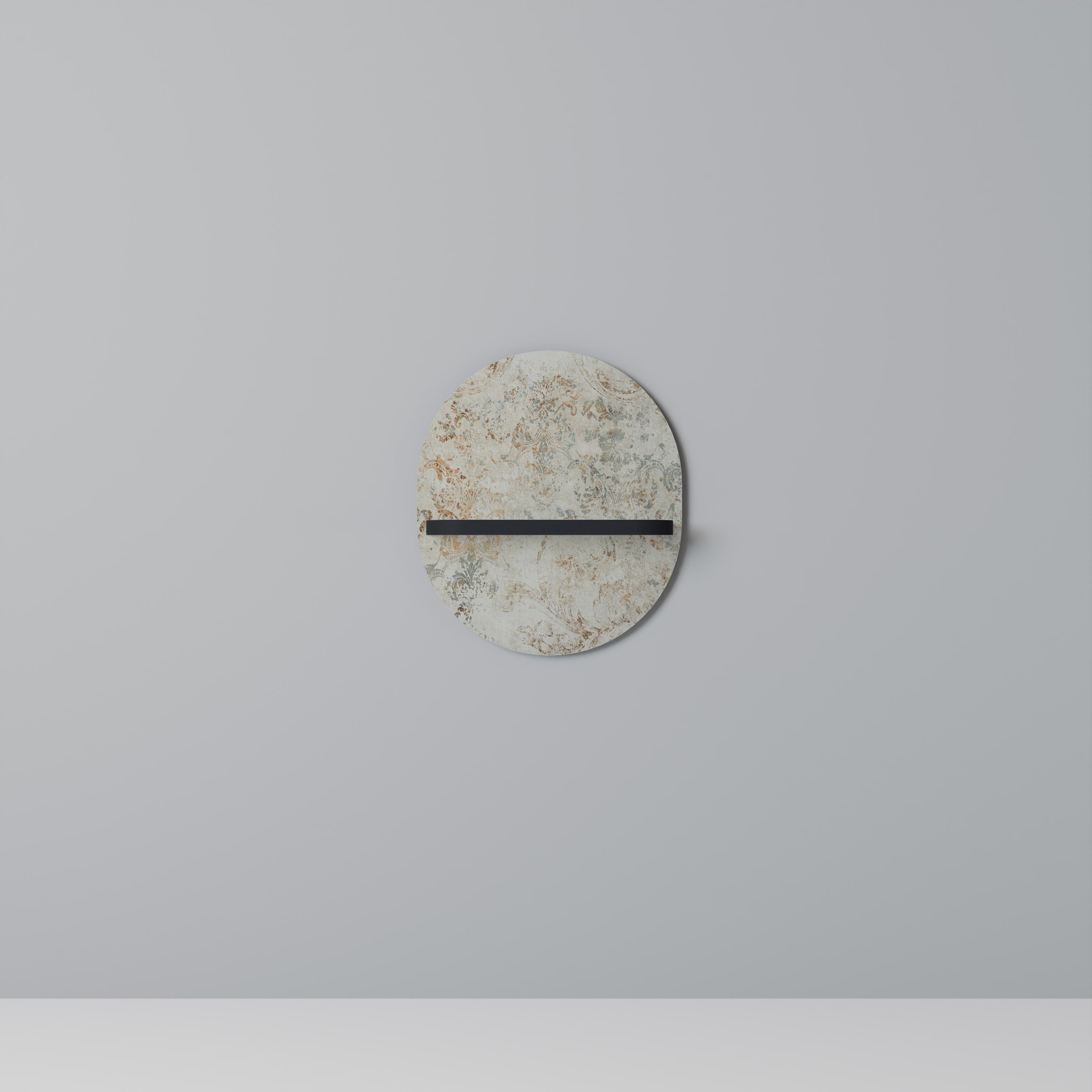 BLEKNADE ELEGANCE Oval konsthylla i svart finish