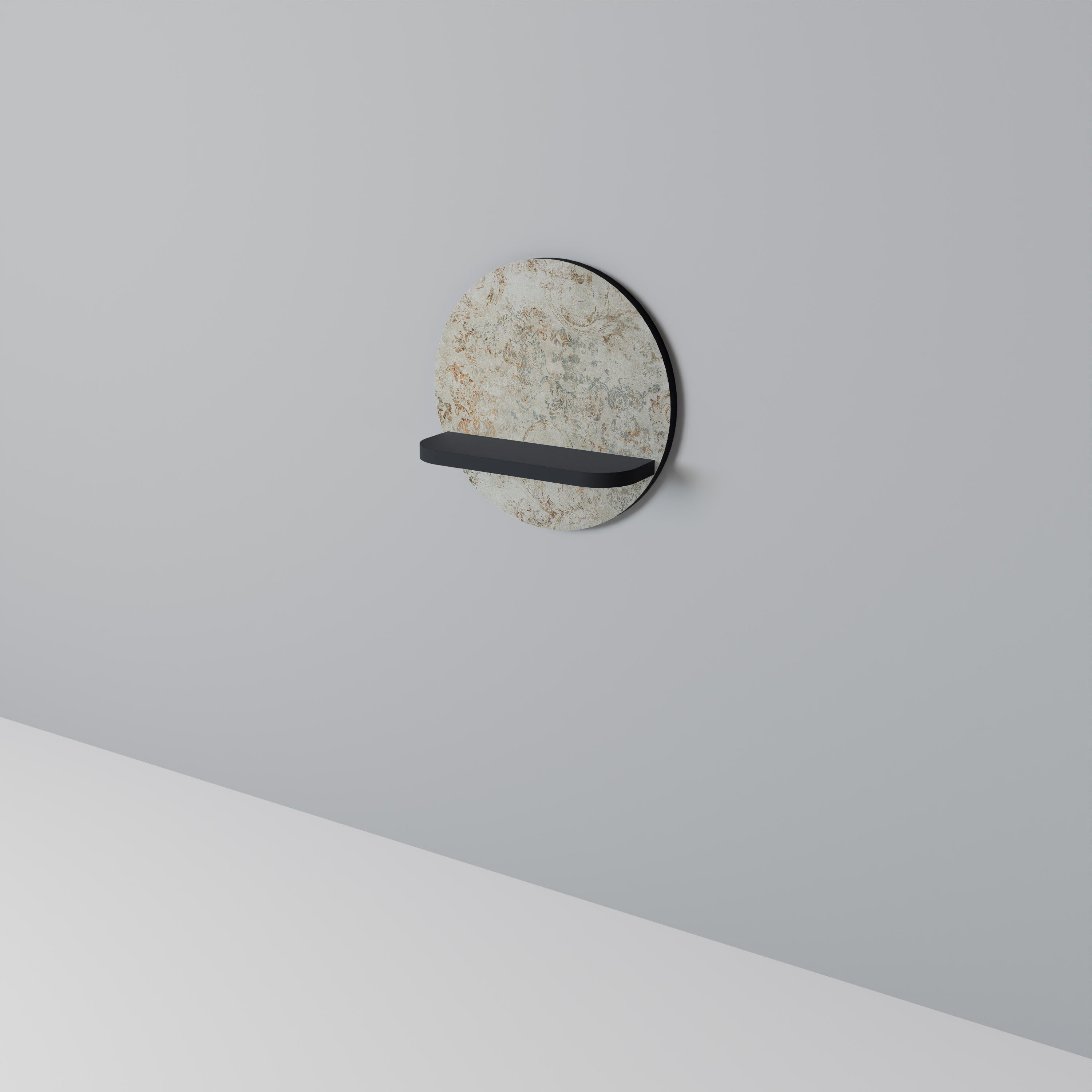 BLOCKAD ELEGANCE Rund konsthylla i svart finish