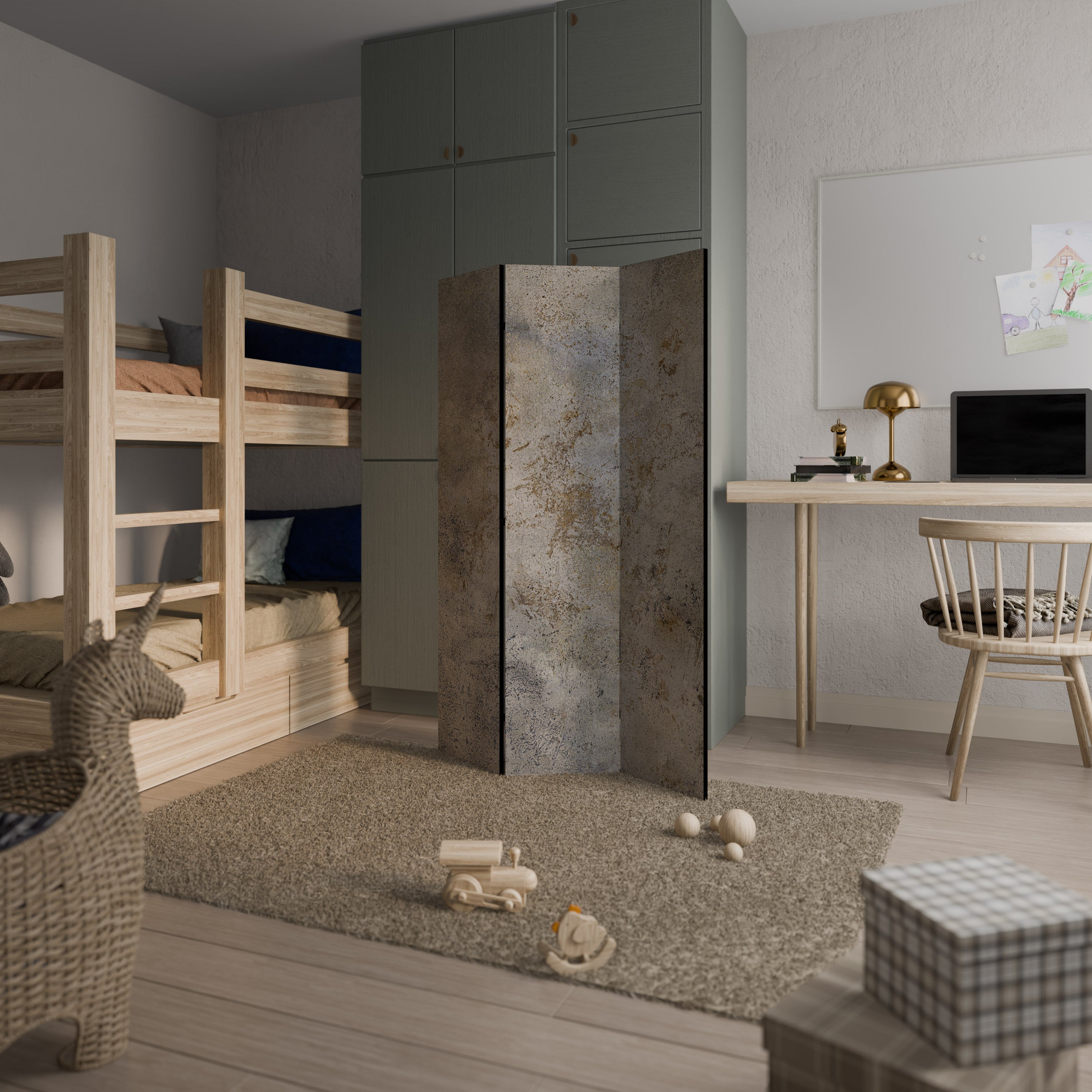 Abstrakt jordcanvas med 3 paneler