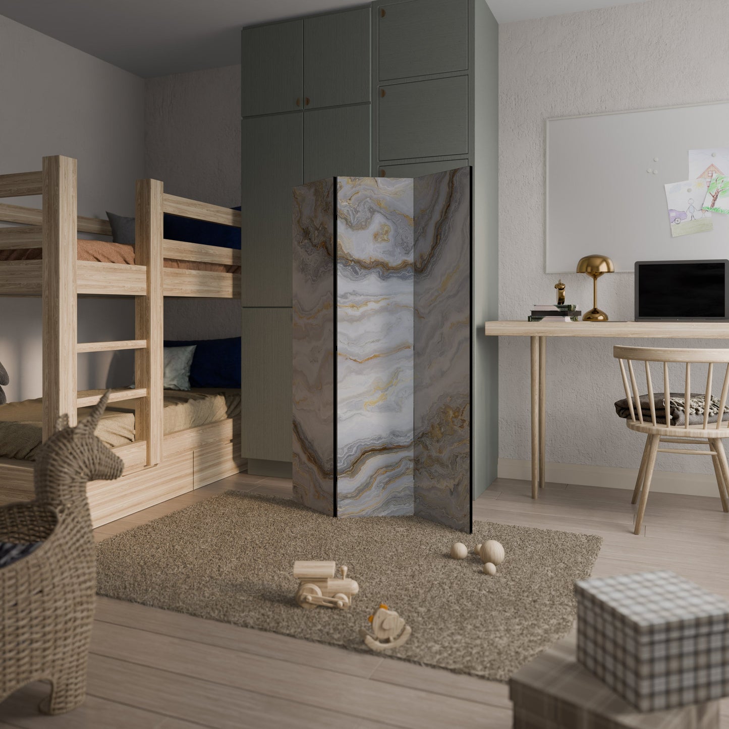 GOLDEN RIDGES Dekorativ rumsavdelare med 3 paneler