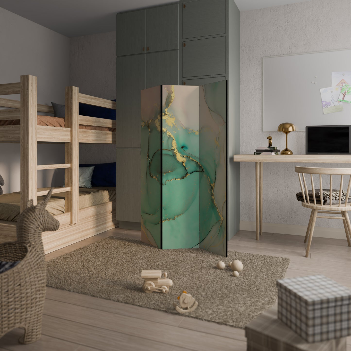 MARBLEIZED MYSTIQUE 3-Panel Room Divider
