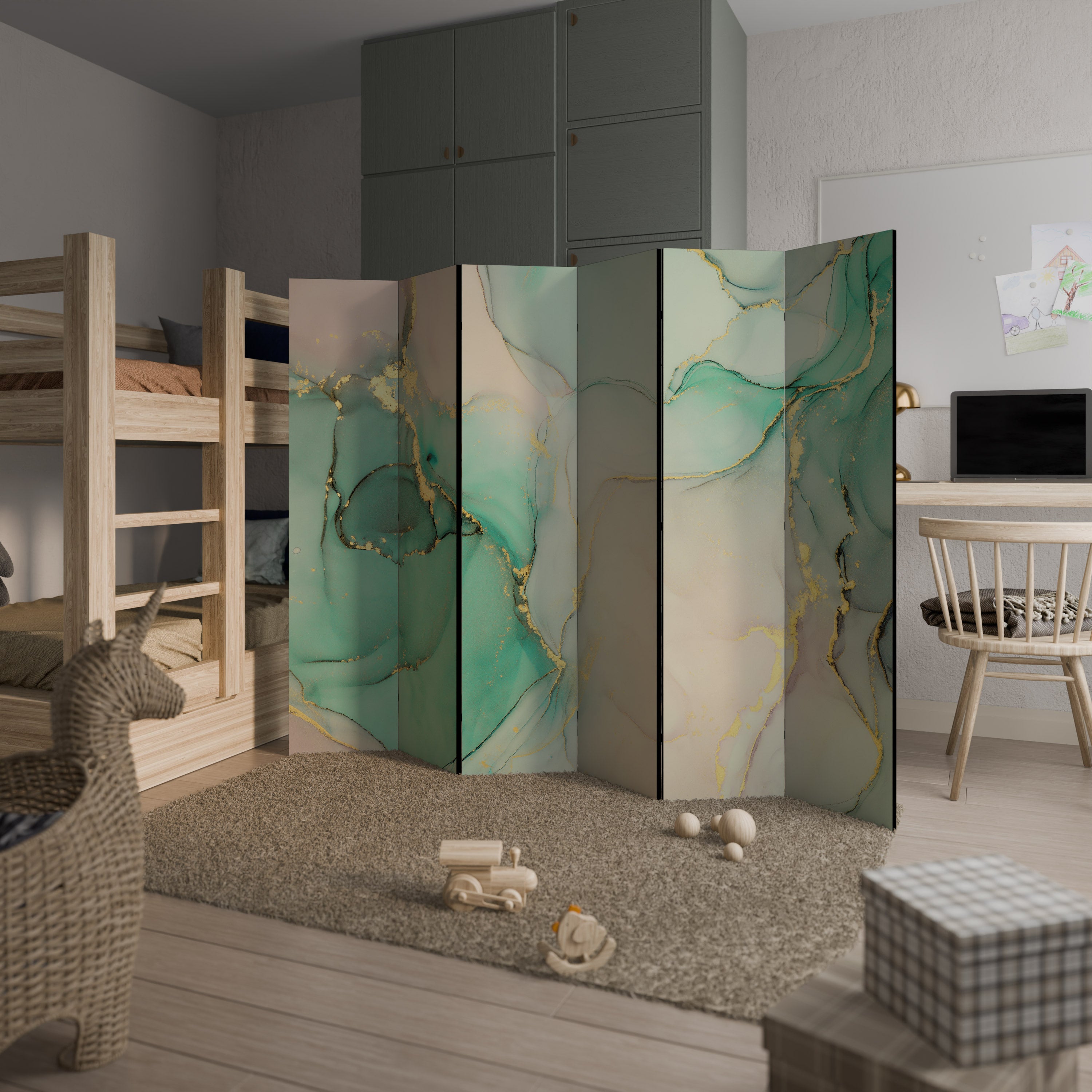 MARBLEIZED MYSTIQUE 6-Panel Room Divider