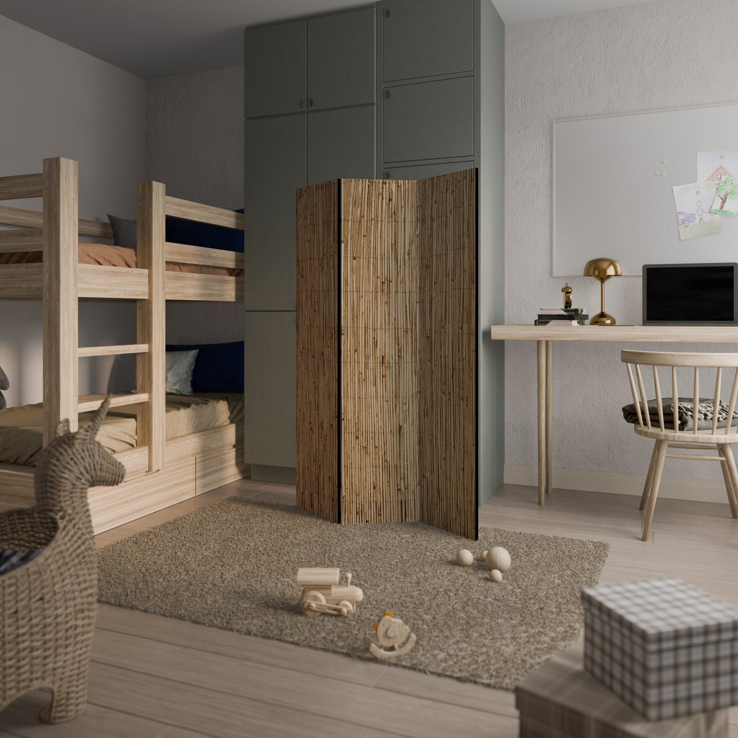 STRAW BOUND DELIGHT Dekorativ rumsavdelare med 3 paneler