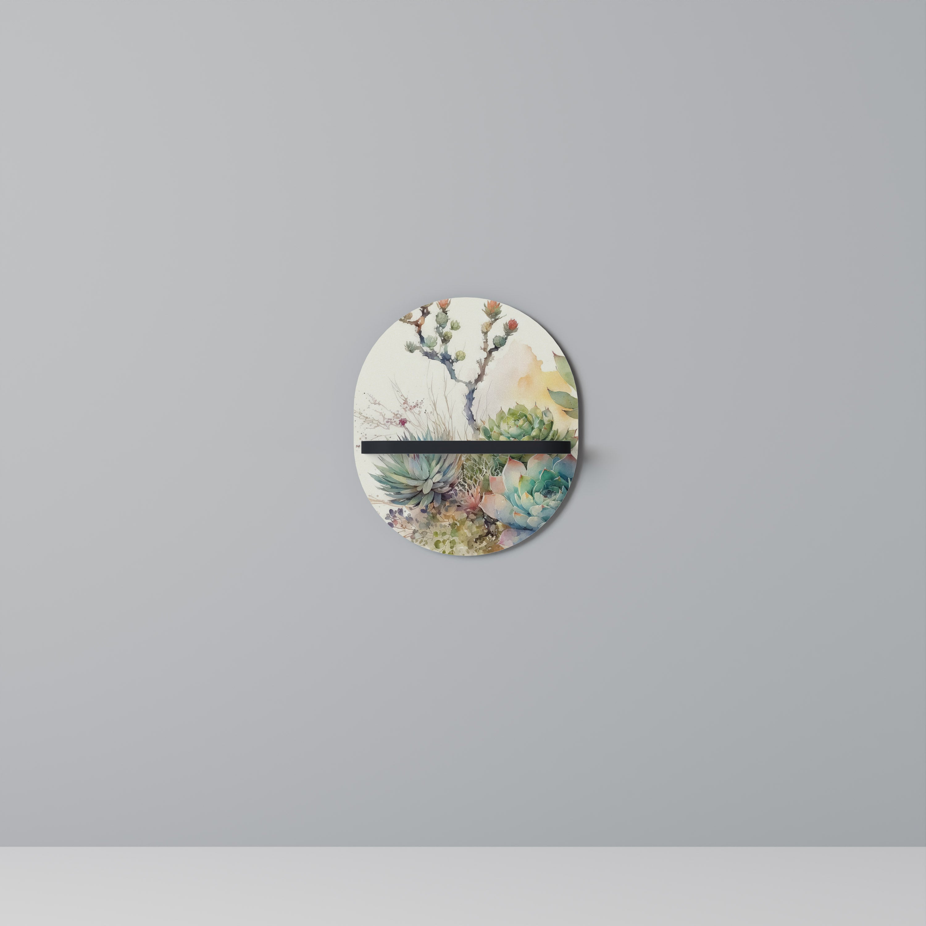 SUCCULENT WHIMSY Oval konsthylla i svart finish