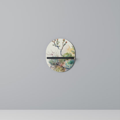 SUCCULENT WHIMSY Oval Art Shelf In Black Finish