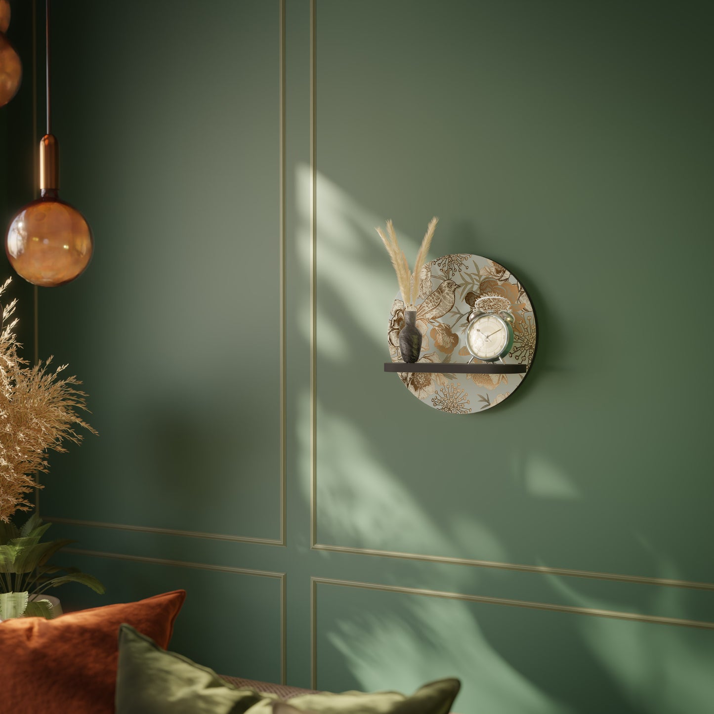 SUCCULENT WHIMSY Rund konsthylla i svart finish