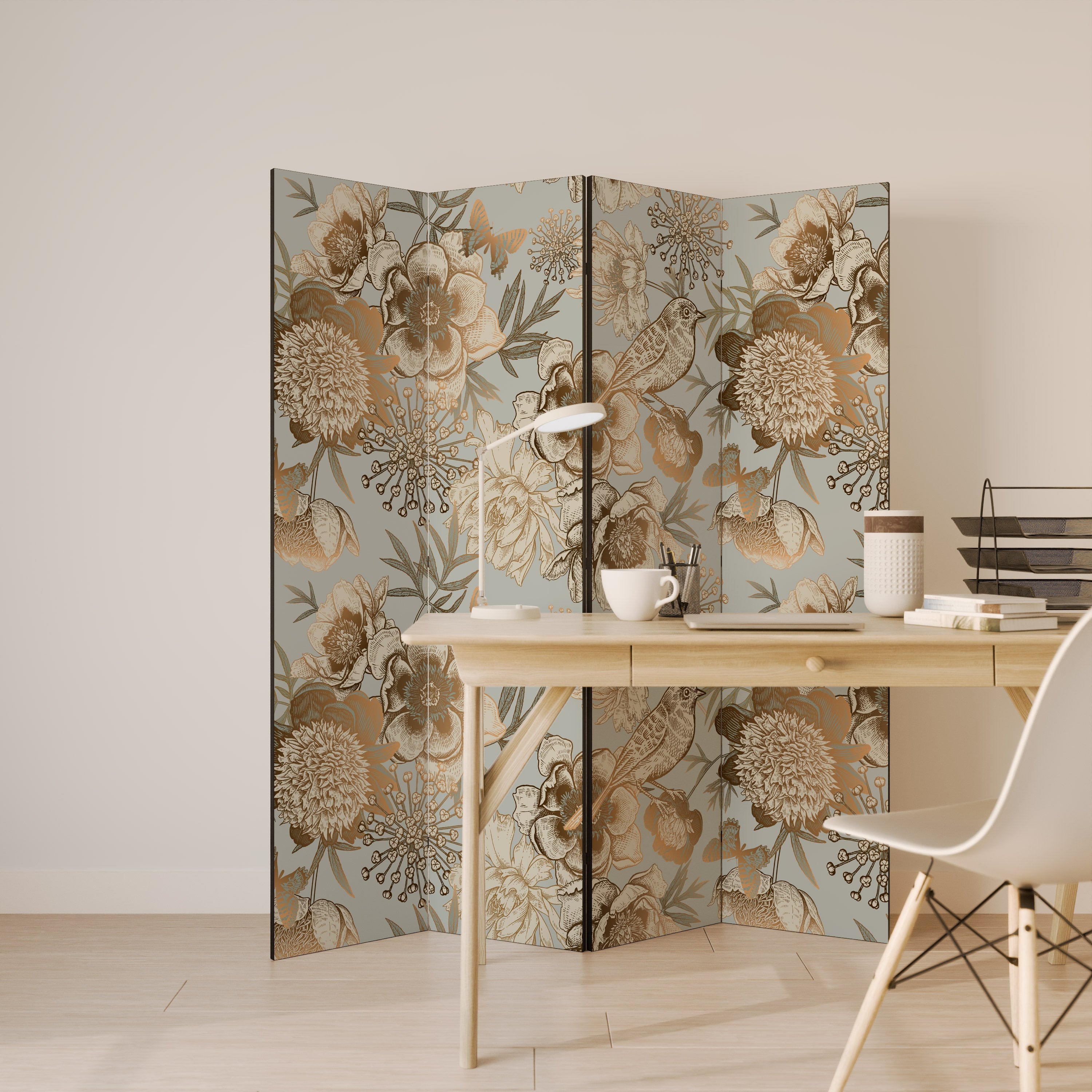 SUCCULENT WHIMSY Dekorativ rumsavdelare med 4 paneler