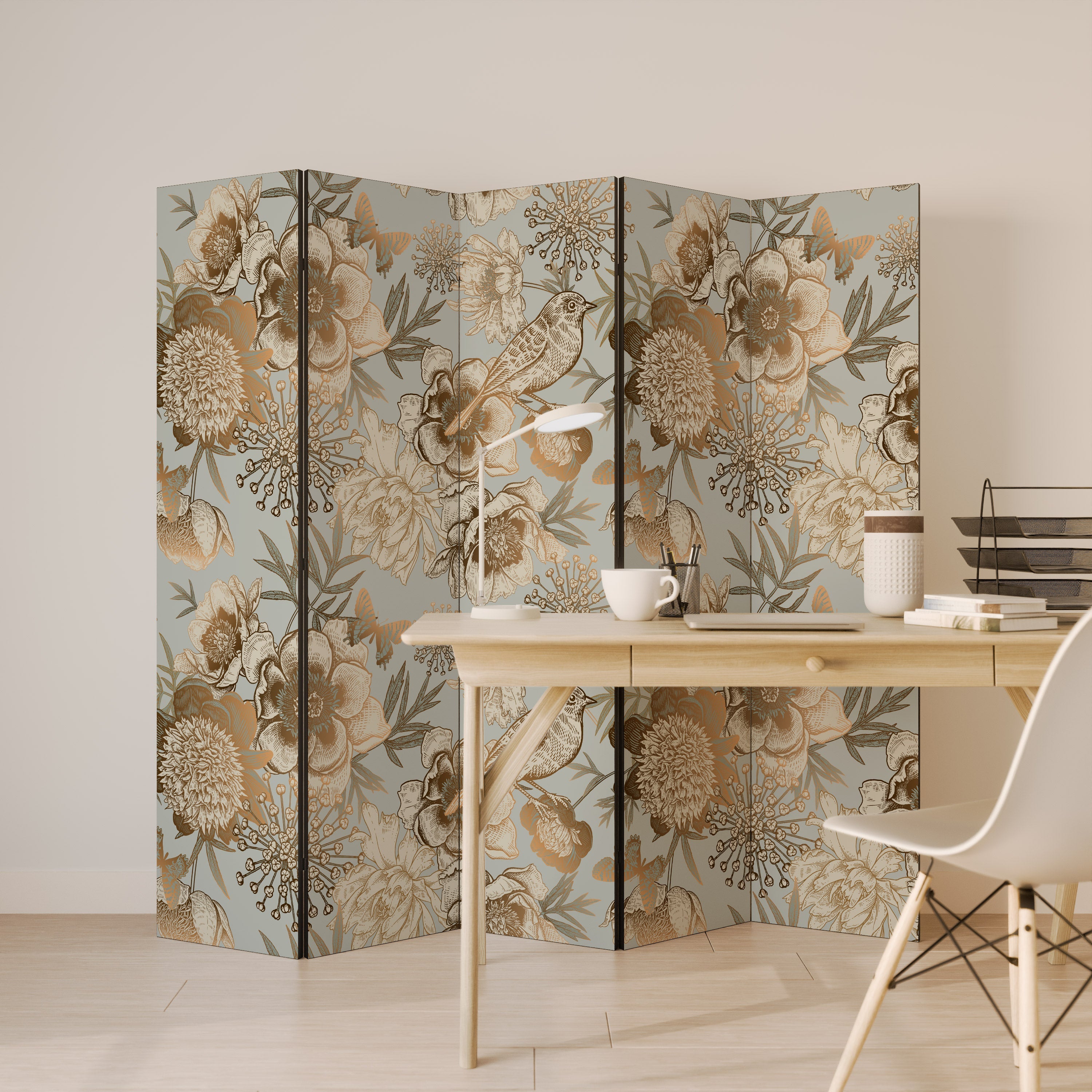 SUCCULENT WHIMSY Dekorativ rumsavdelare med 5 paneler