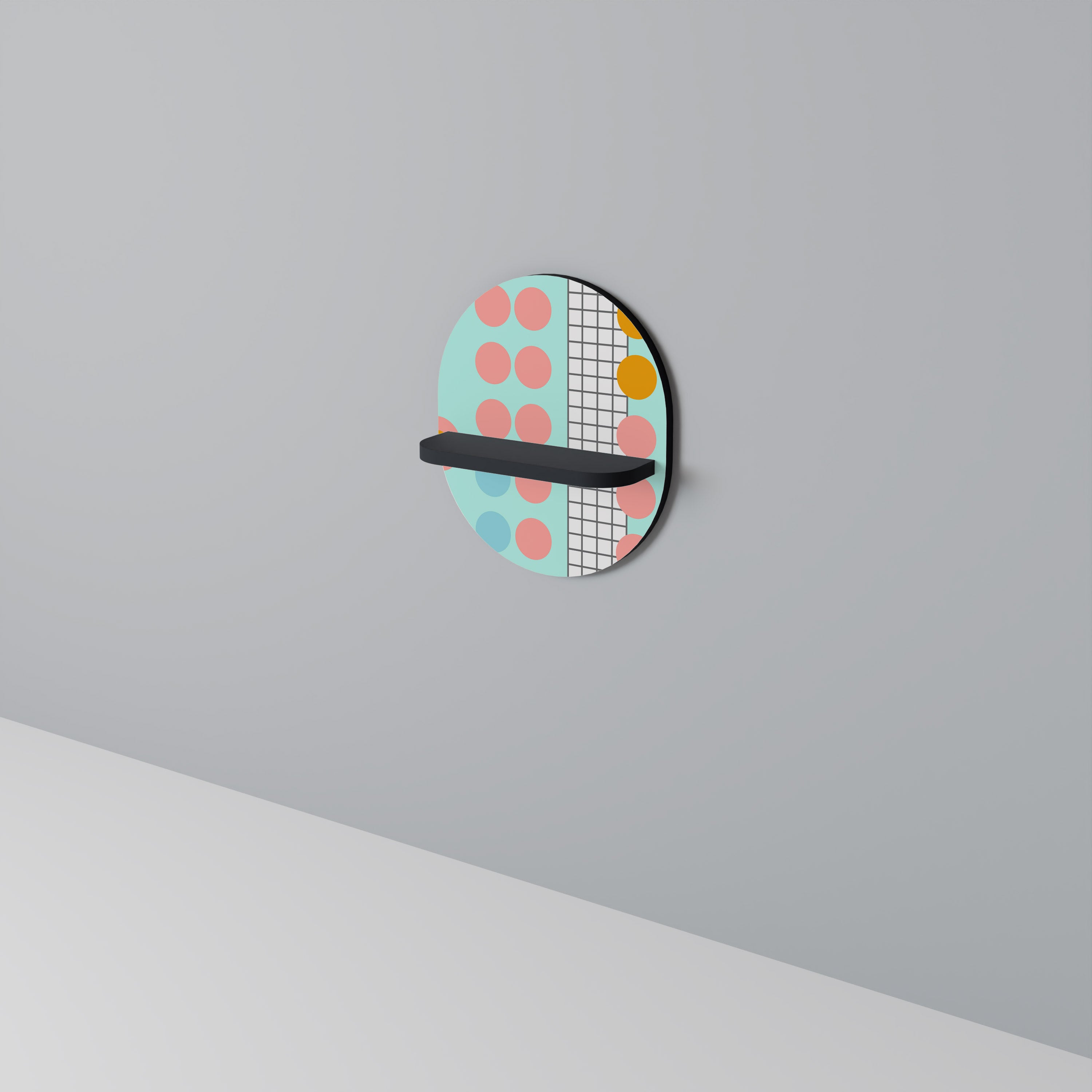 RETRO GRID Oval konsthylla i svart finish