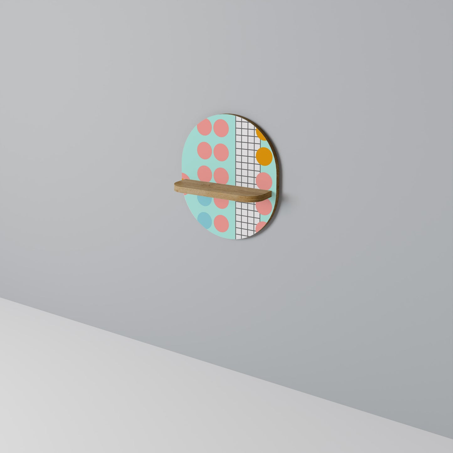 RETRO GRID Oval Art Hylla I Ekeffekt