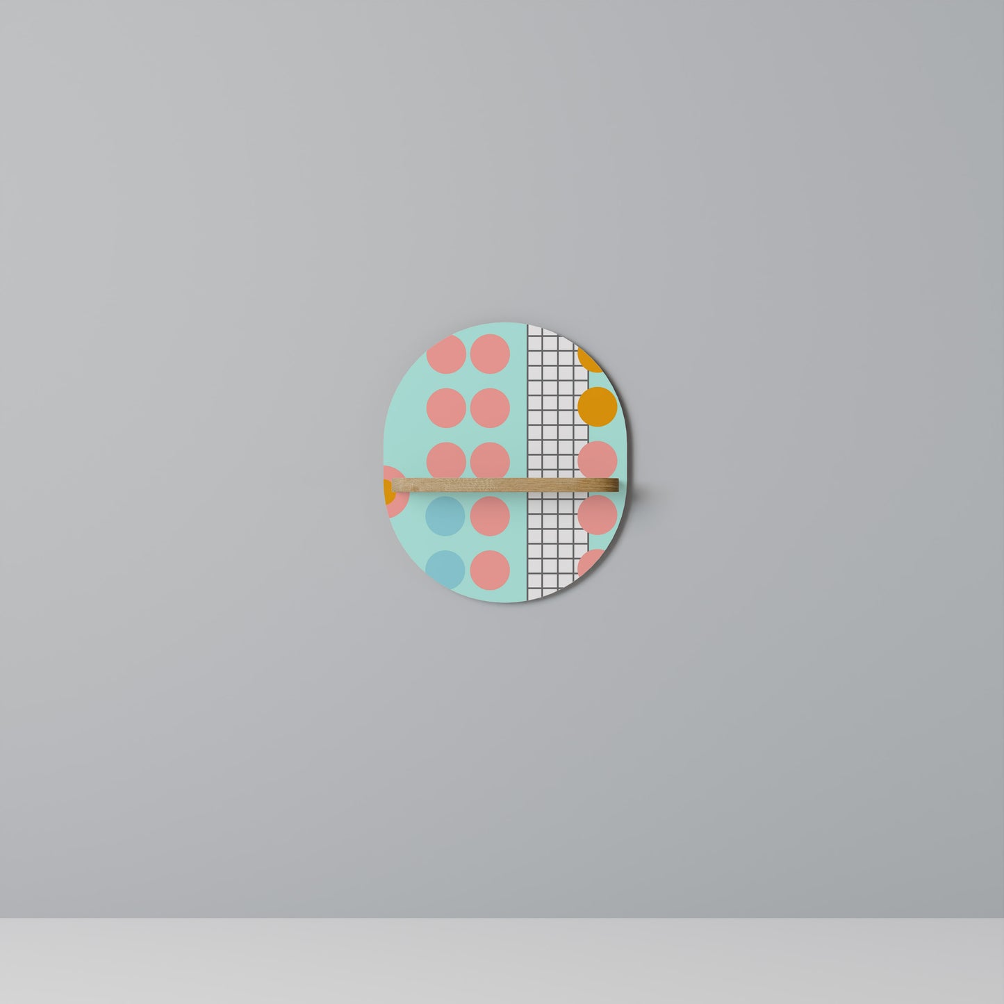 RETRO GRID Oval Art Hylla I Ekeffekt