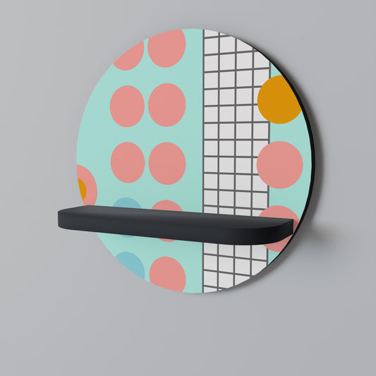 RETRO GRID Rund konsthylla i svart finish
