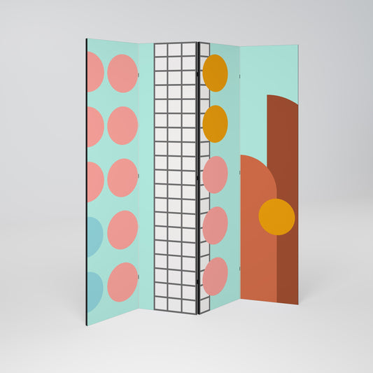 Dekorativ rumsavdelare med 4 paneler RETRO GRID