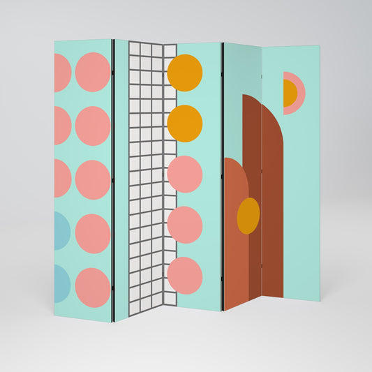 RETRO GRID Decorative 5-Panel Room Divider