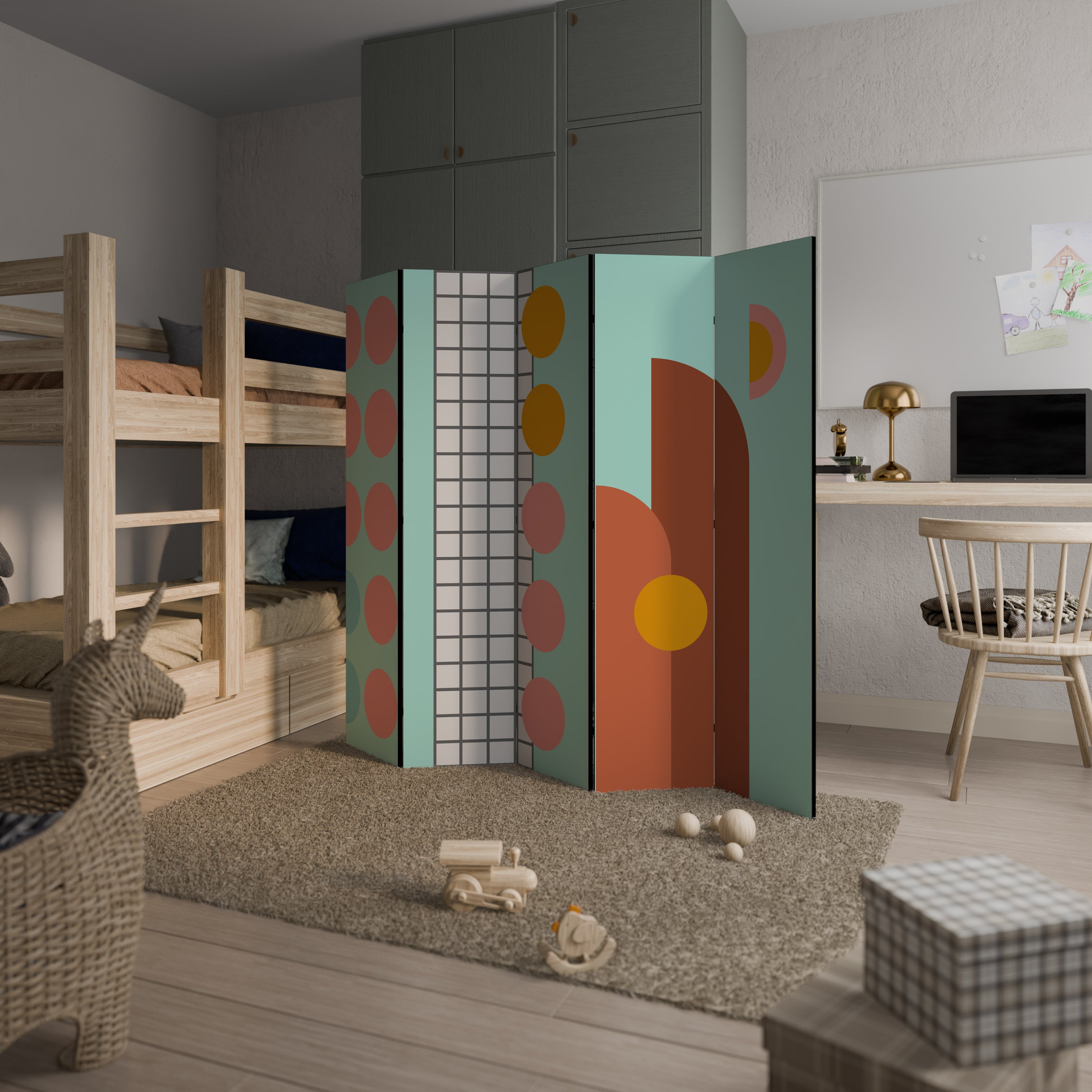RETRO GRID 5-Panel Room Divider