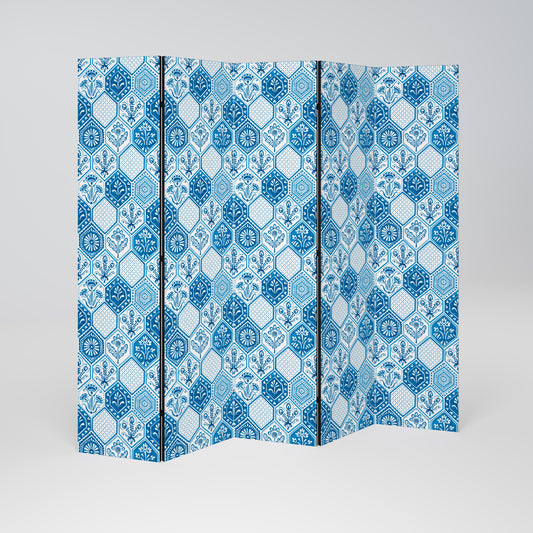 AQUATIC HEXAGON DREAM Decorative 5-Panel Room Divider