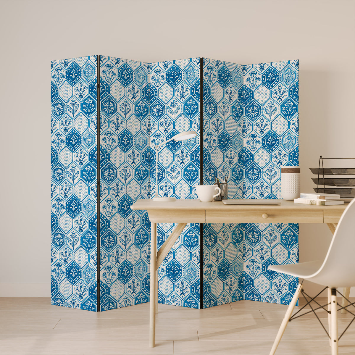 AQUATIC HEXAGON DREAM 5-Panel Room Divider