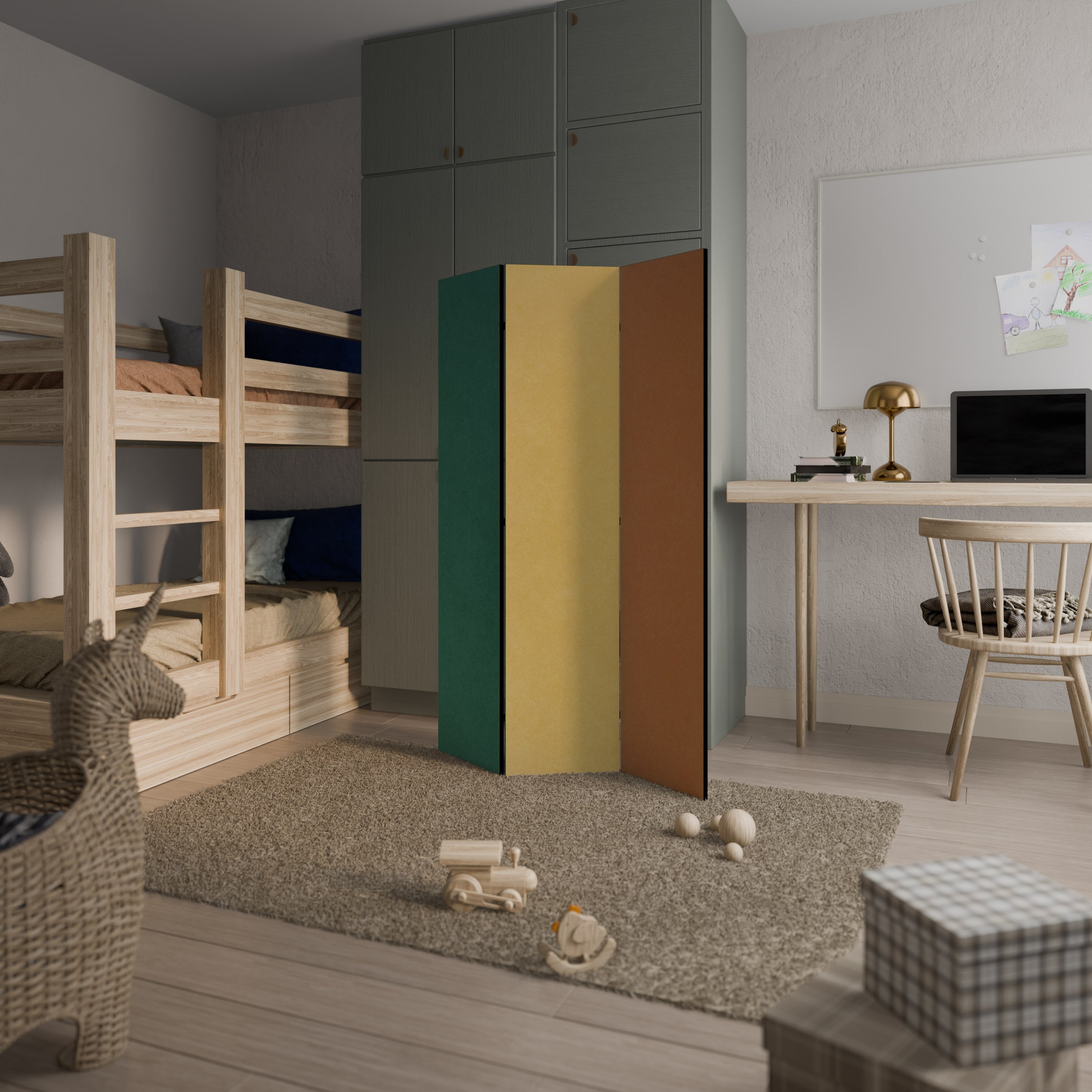 VIVA LA COLOR Dekorativ rumsavdelare med 3 paneler