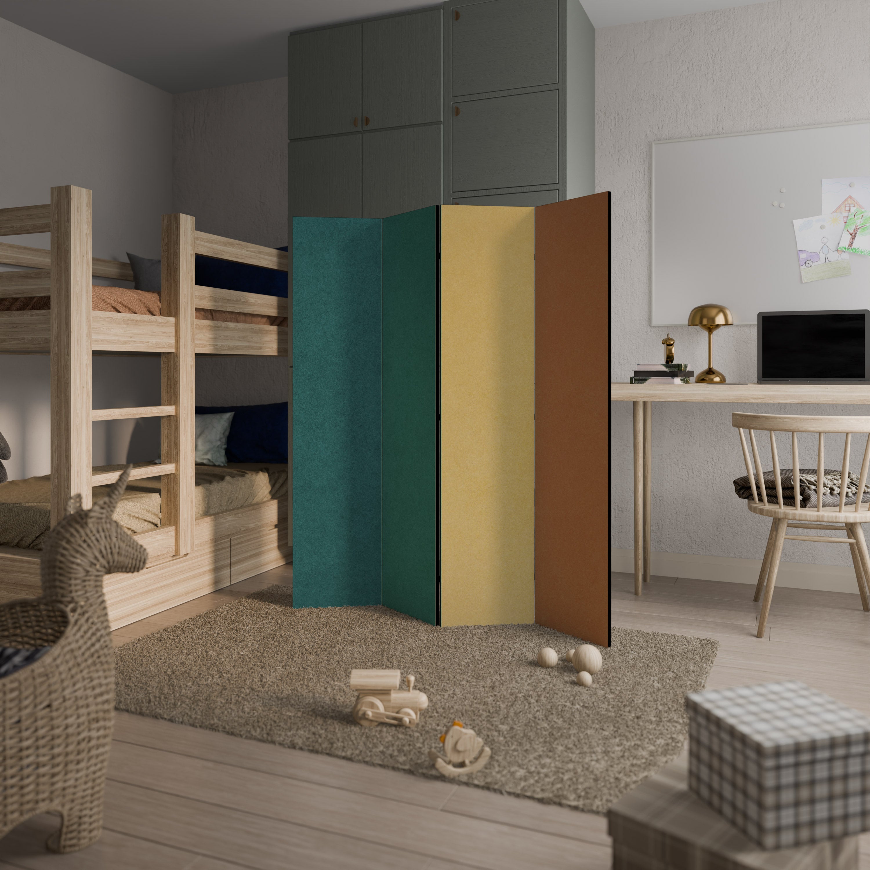 VIVA LA COLOR Dekorativ rumsavdelare med 4 paneler