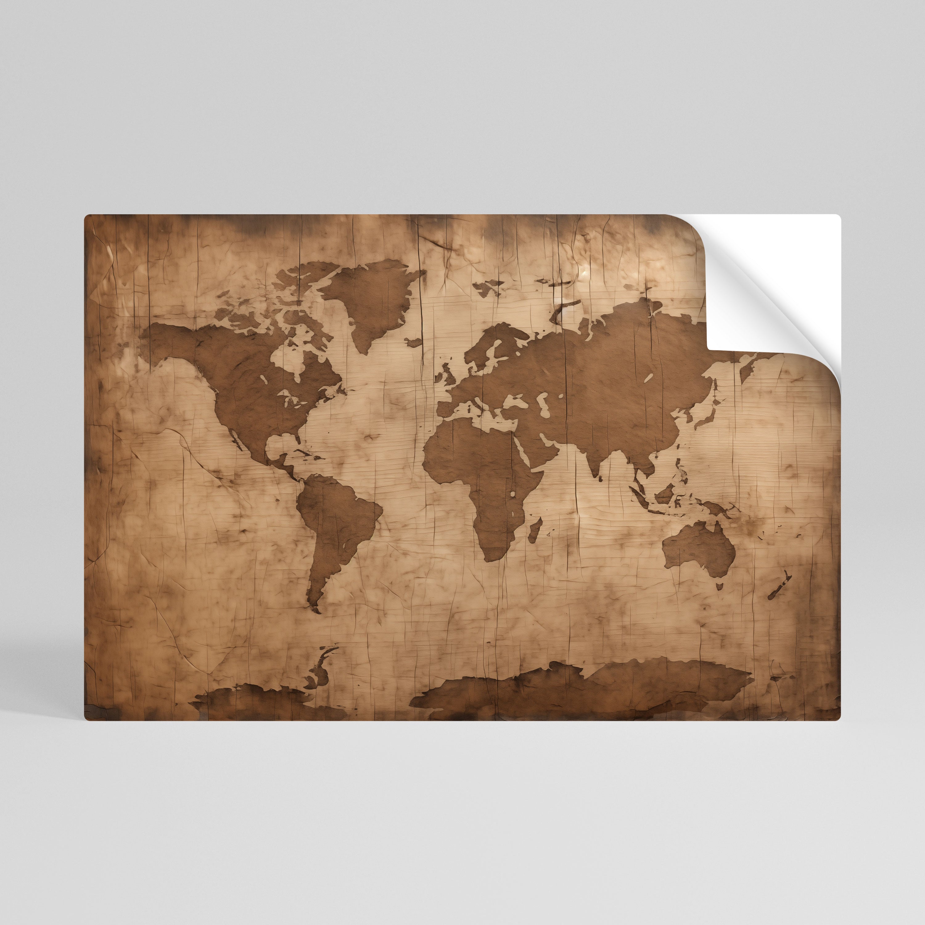 AGED WORLD MAP Självhäftande Horisontell Poster