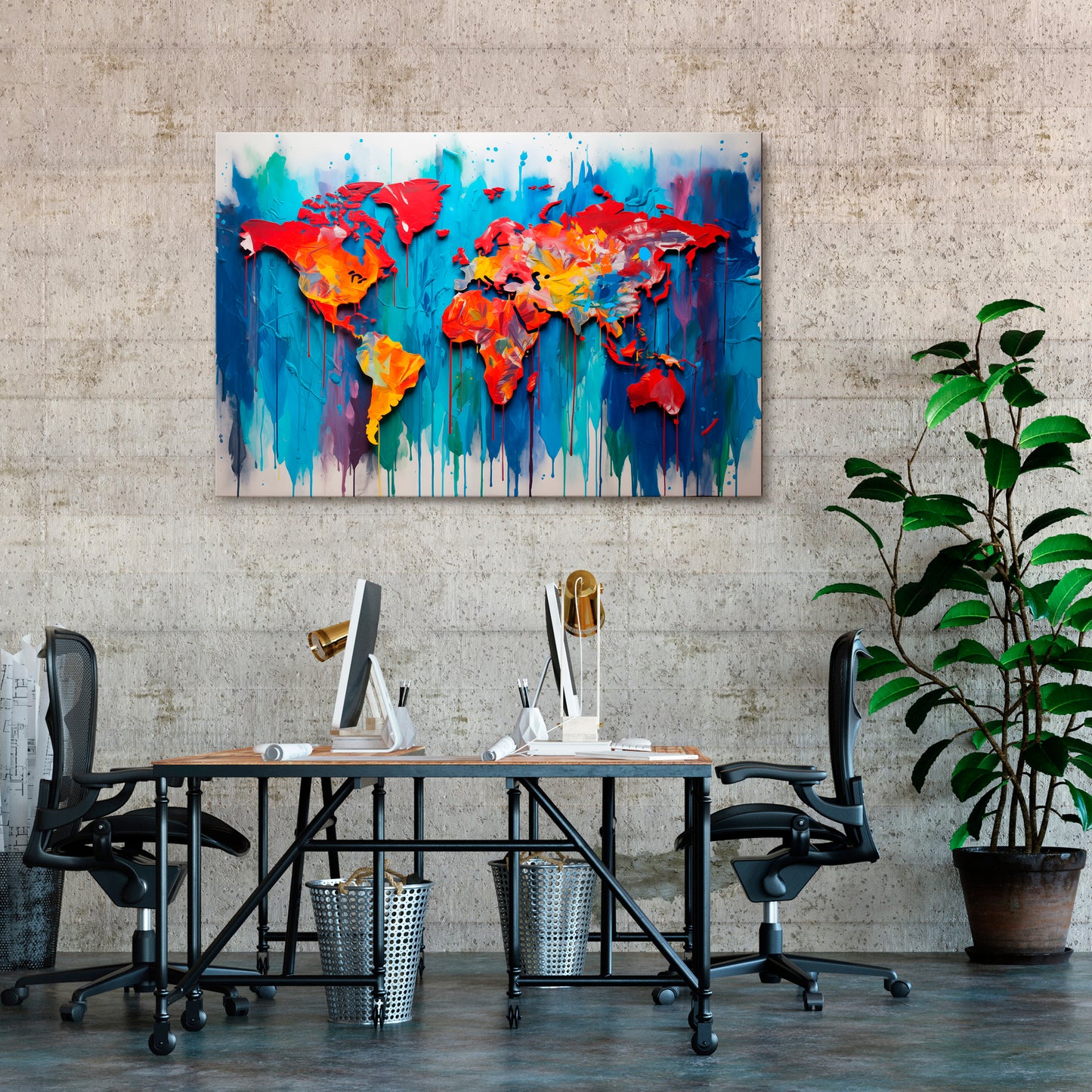 COLORFUL WORLD MAP Horizontal Canvas Print