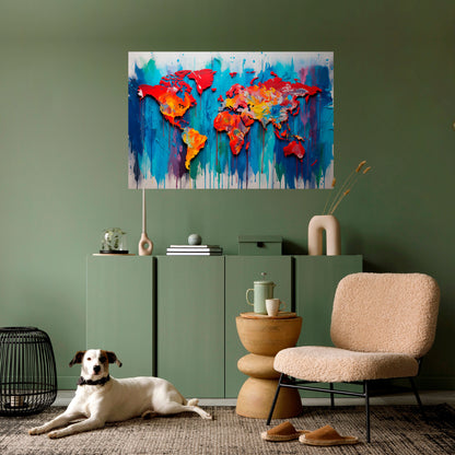 COLORFUL WORLD MAP Peel and Stick Horizontal Poster