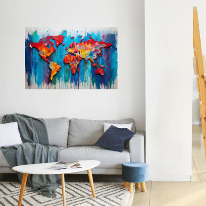 COLORFUL WORLD MAP Peel and Stick Horizontal Poster