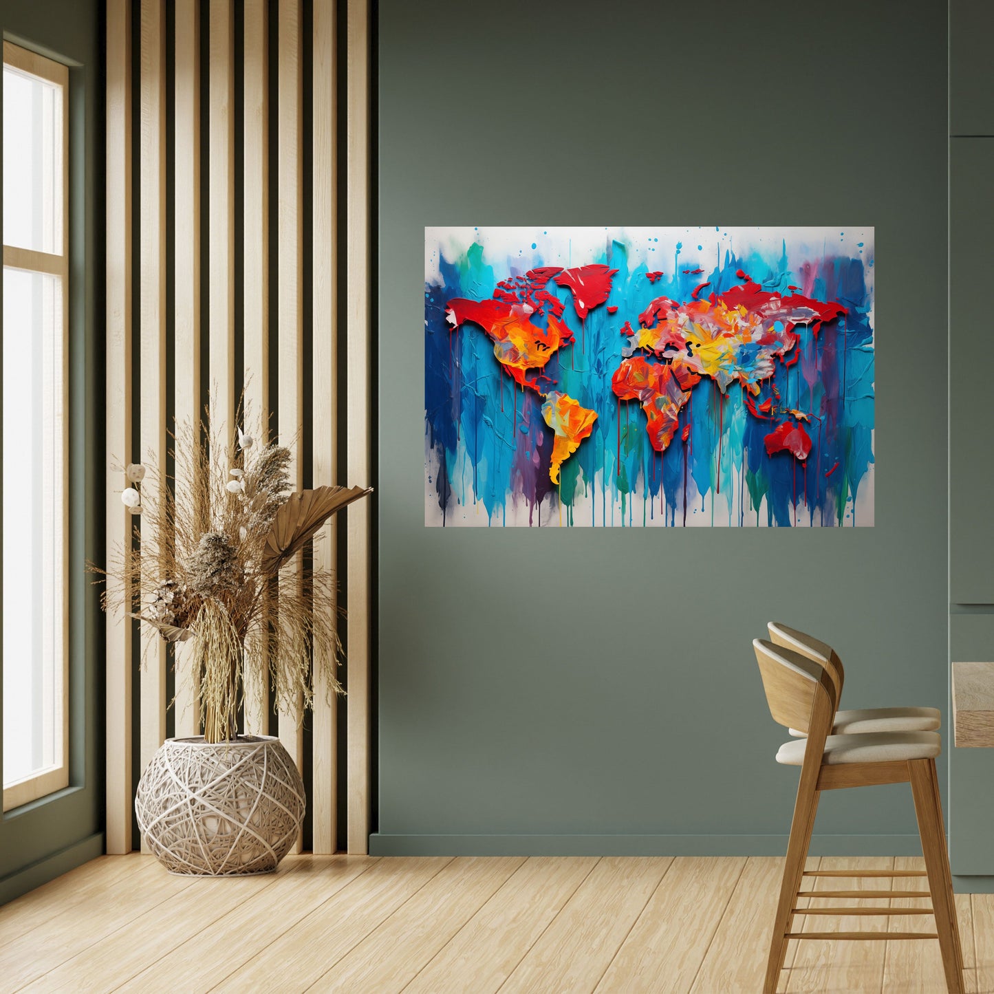 COLORFUL WORLD MAP Peel and Stick Horizontal Poster