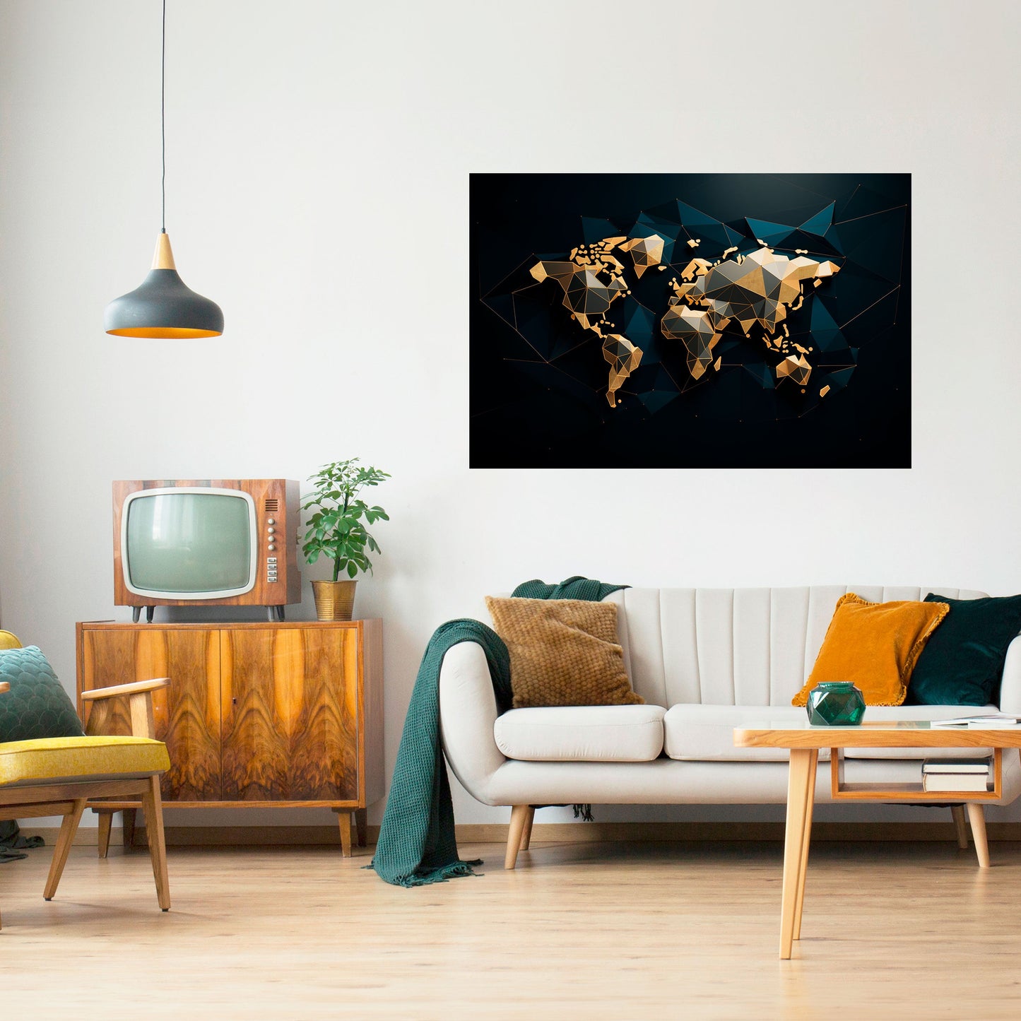SHIMMERING WORLD SYMMETRY Horisontell poster med självhäftande text