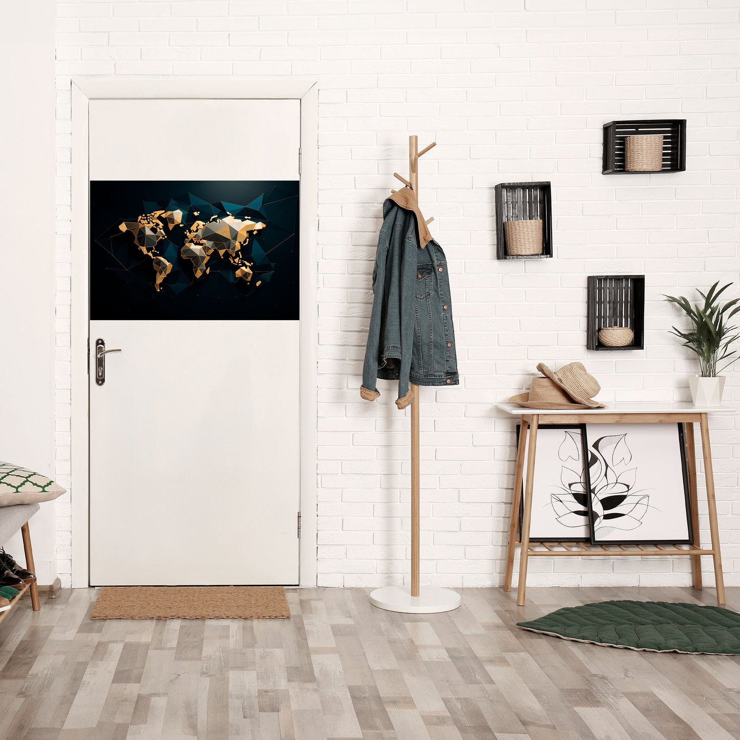 SHIMMERING WORLD SYMMETRY Horisontell poster med självhäftande text