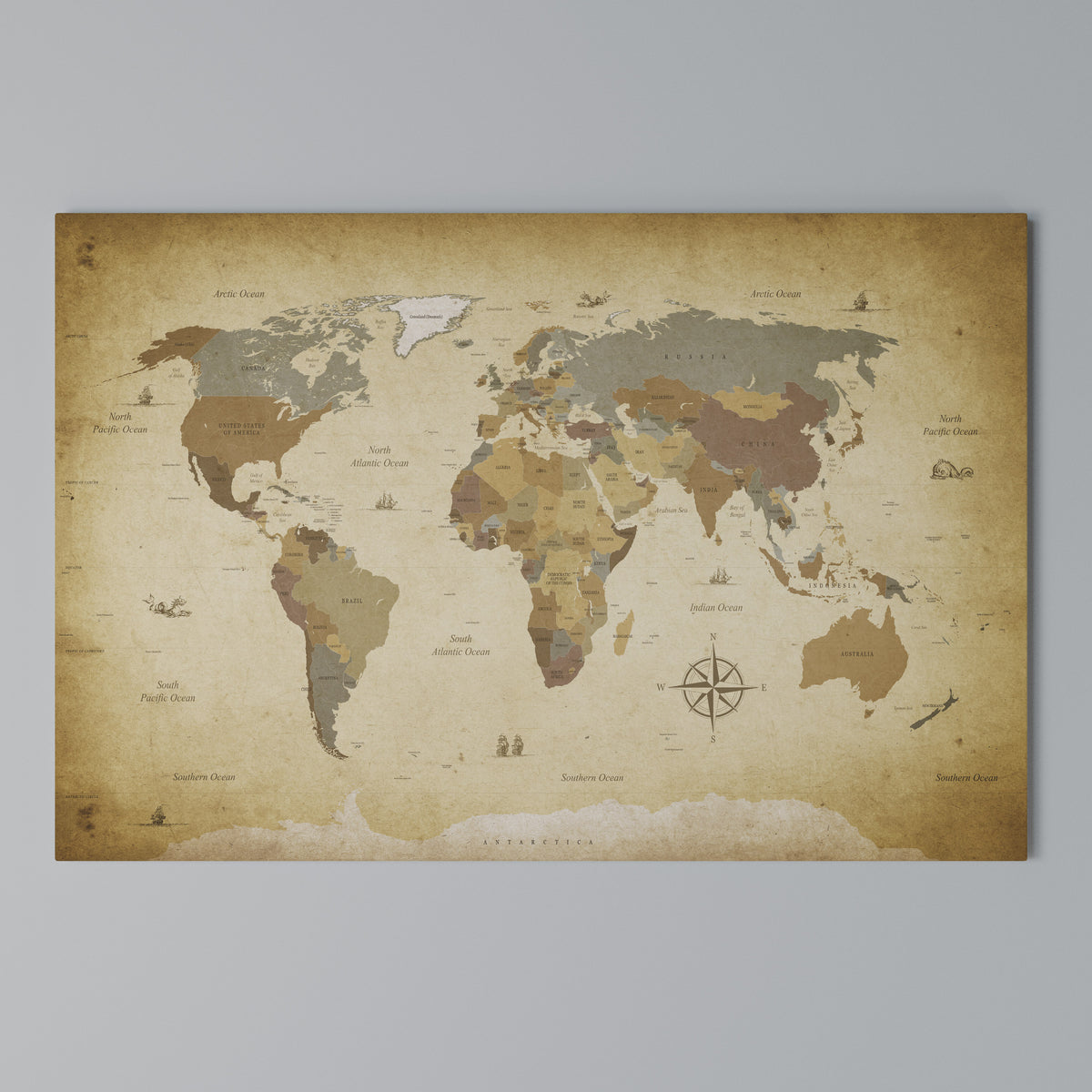 ANCIENT VOYAGER'S MAP Horizontal Canvas Print