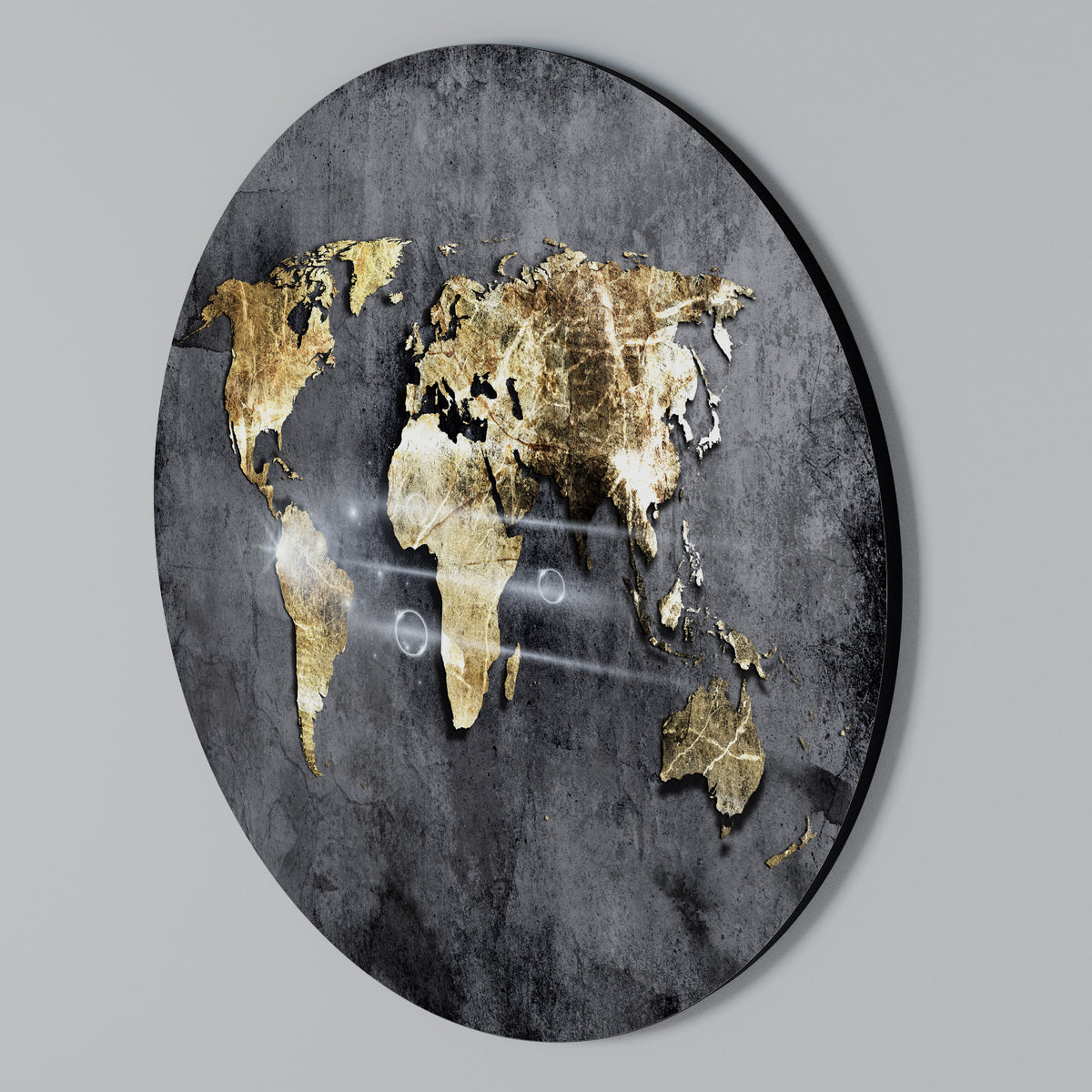 SHIMMERING EARTH MAP Rund väggdekor