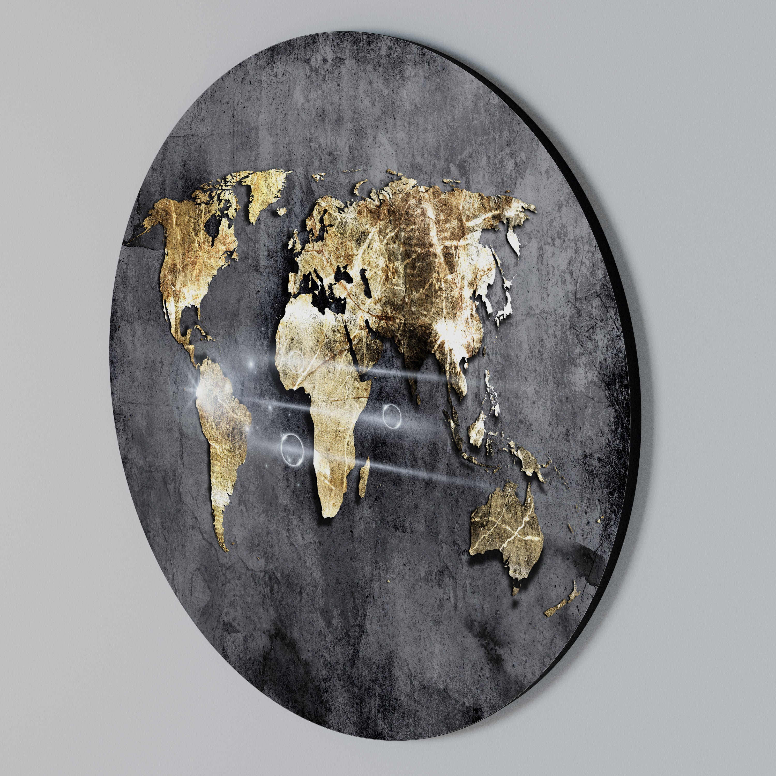 SHIMMERING EARTH MAP Rund väggdekor
