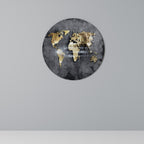 SHIMMERING EARTH MAP Round Wall Art