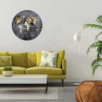 SHIMMERING EARTH MAP Round Wall Art